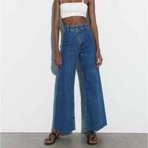 Zara Women's Marine Straight High Rise Jeans in Blue
